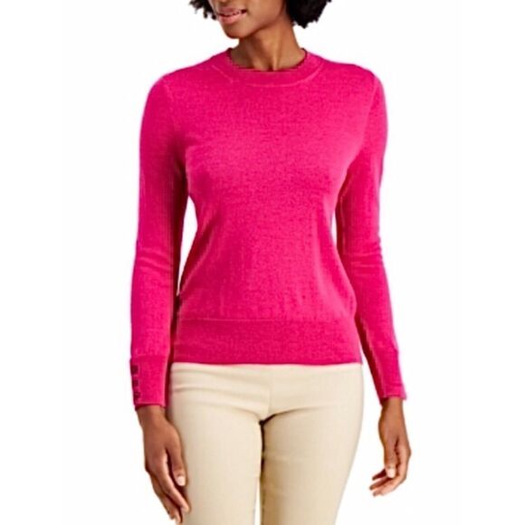 Charter Club Merino Wool Button-Sleeve Sweater Womens size XL - Picture 1 of 5